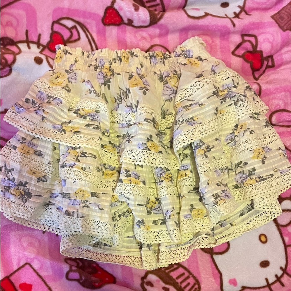 aerie yellow floral skirt